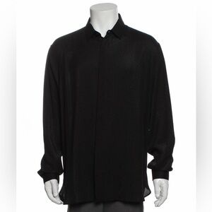 Saint Laurent Black Silk Metallic Buttoned Shirt